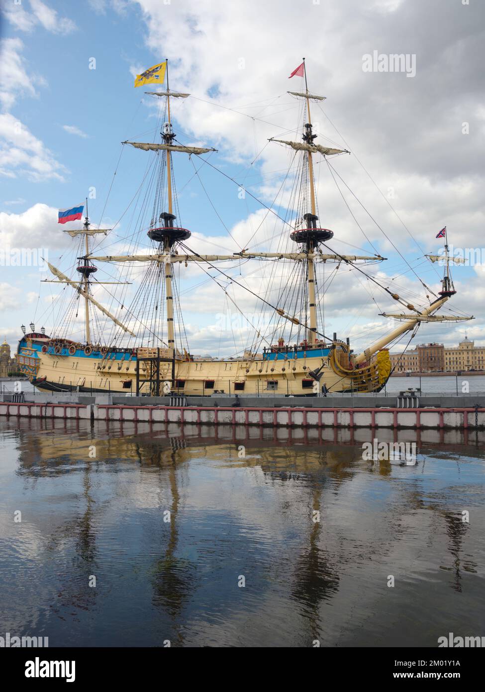 Historical ship Poltava at the English Embankment quay in St. Petersburg, Russia Stock Photo