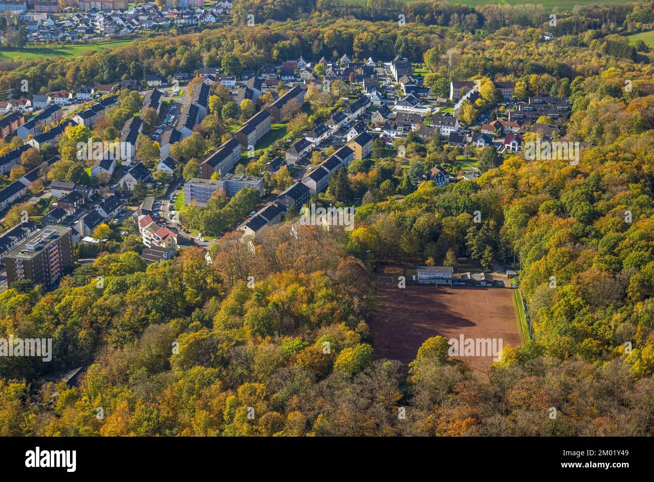 Aerial view, sports field, Freiheitsplatz, SG BlauWeiss Haspe 1968