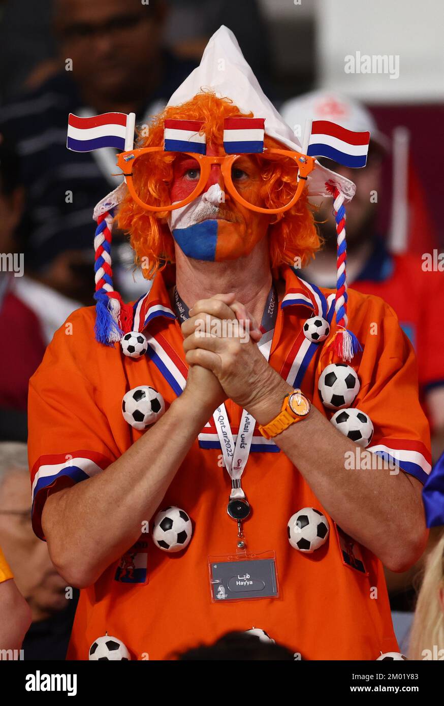 Doha, Qatar, 3rd December 2022. Dutch fans before the FIFA World Cup ...