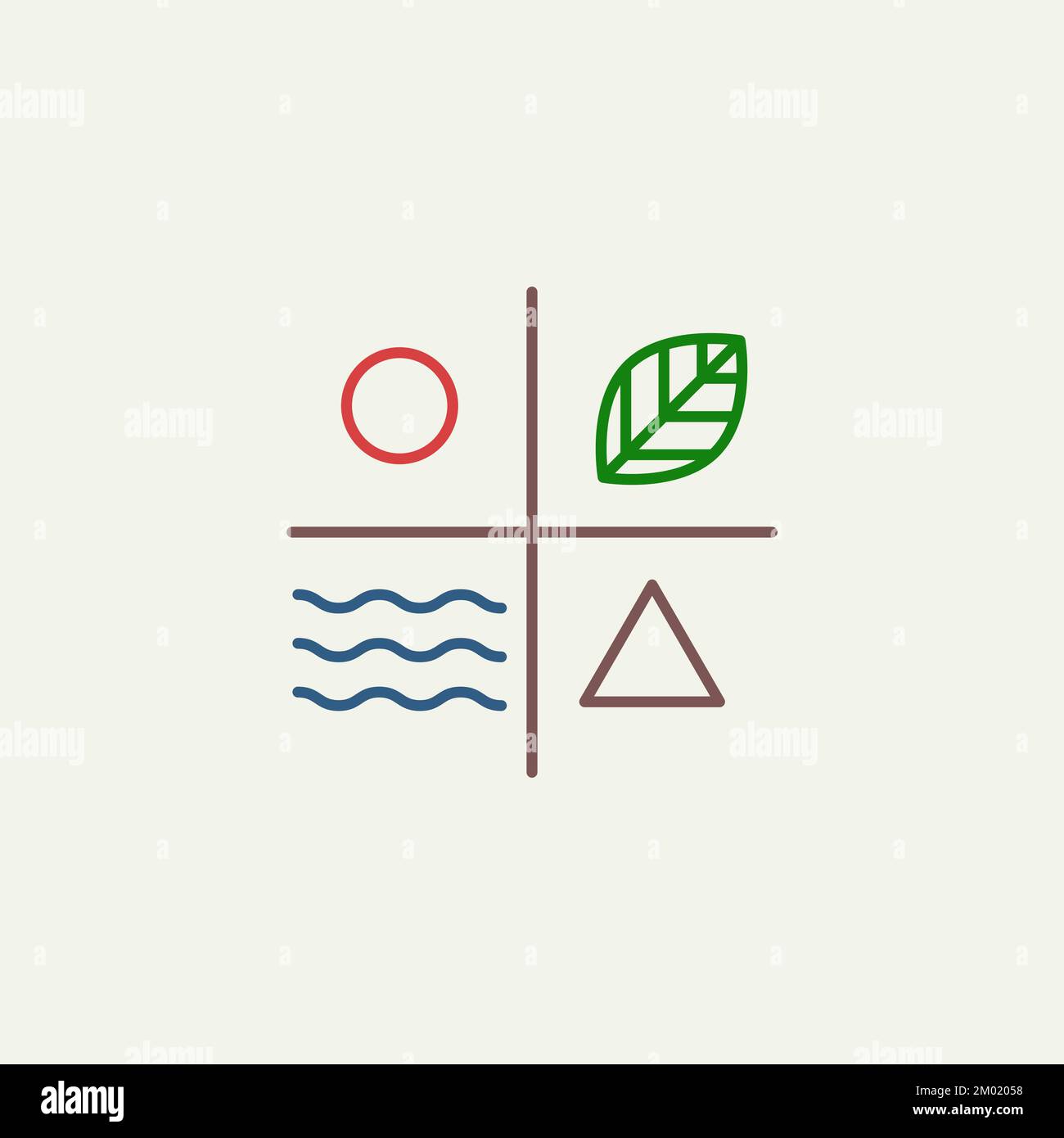 Nature logo, leaf, sun, water, mountain Stock Vector