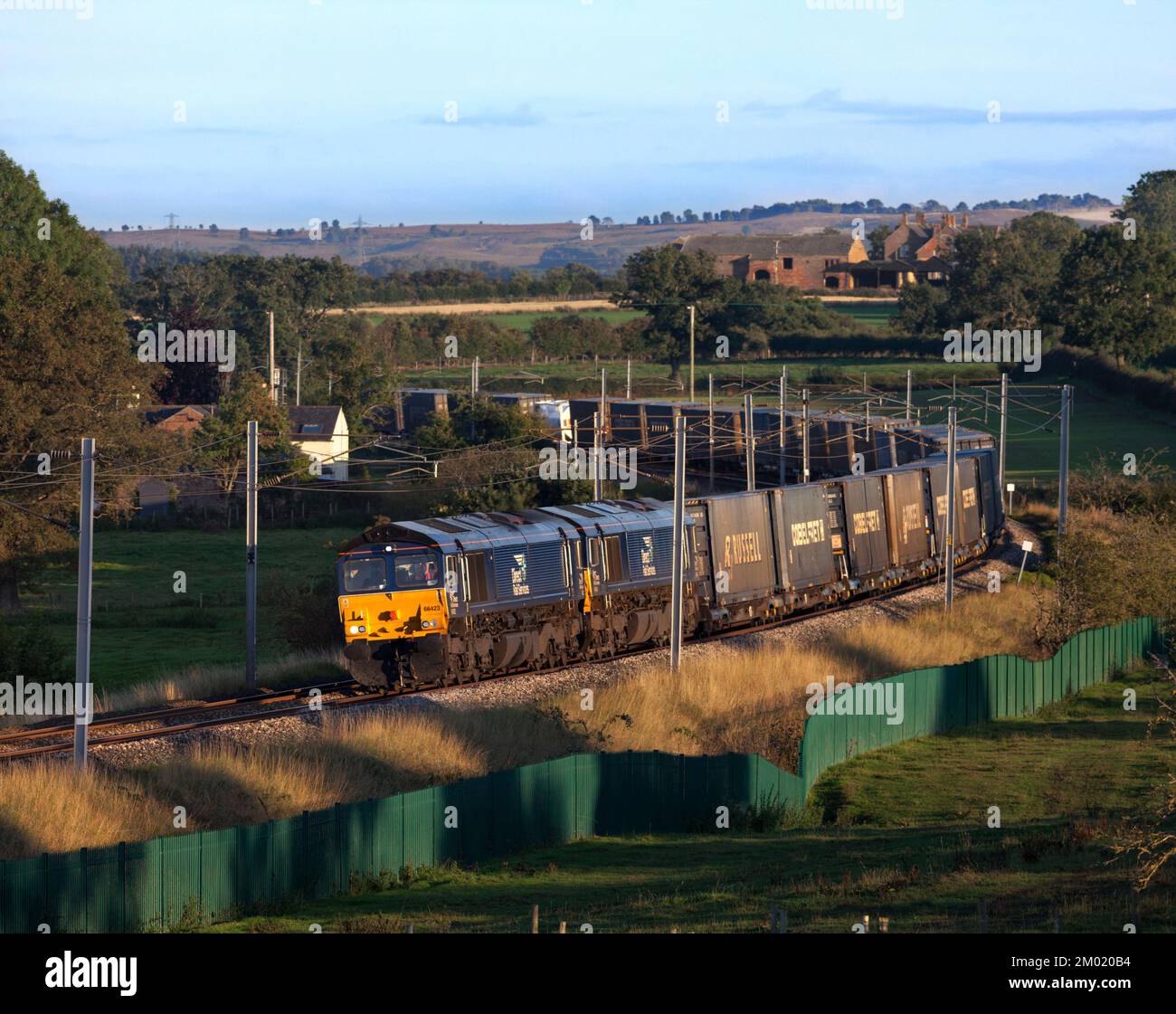 2 Direct rail Services class 66 diesel hauling an