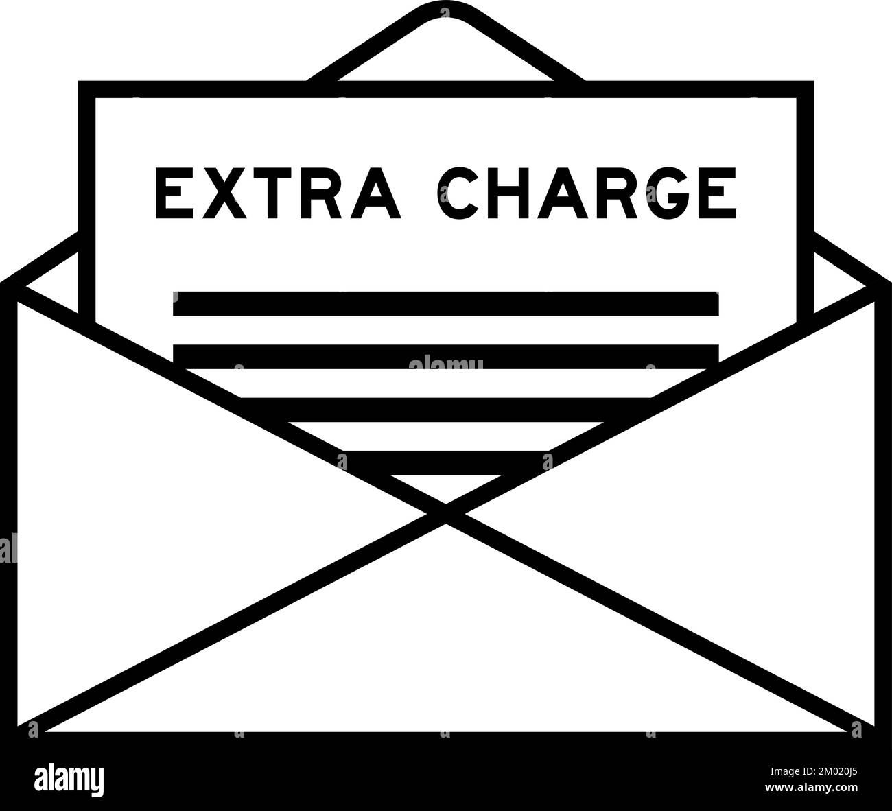 Envelope and letter sign with word extra charge as the headline Stock