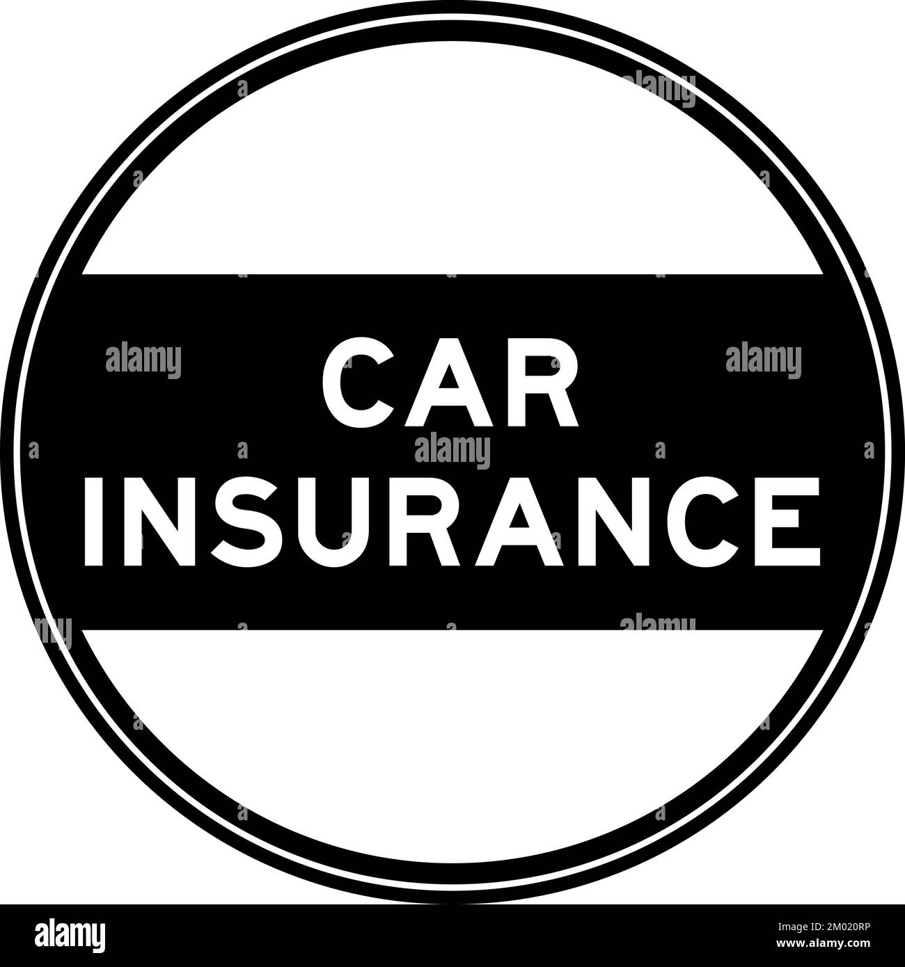Black color round seal sticker in word car insurance on white