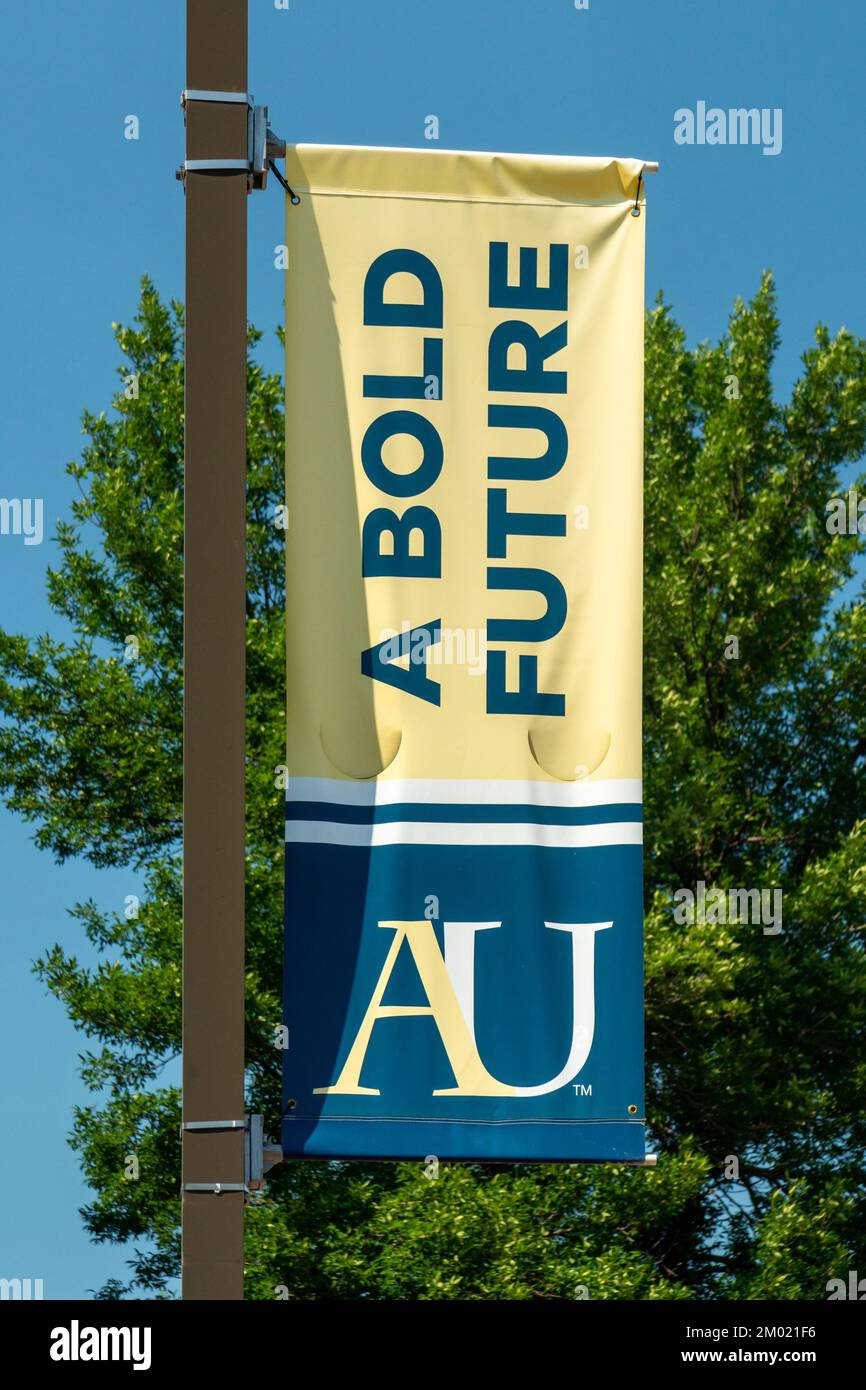 SIOUX FALLS, SD, USA JULY 10, 2022 College banner and flag at the