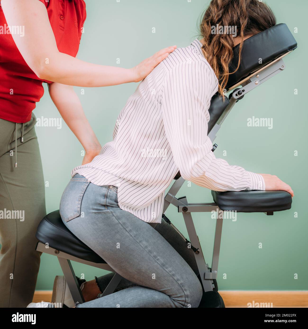 Chair massage Stock Photo