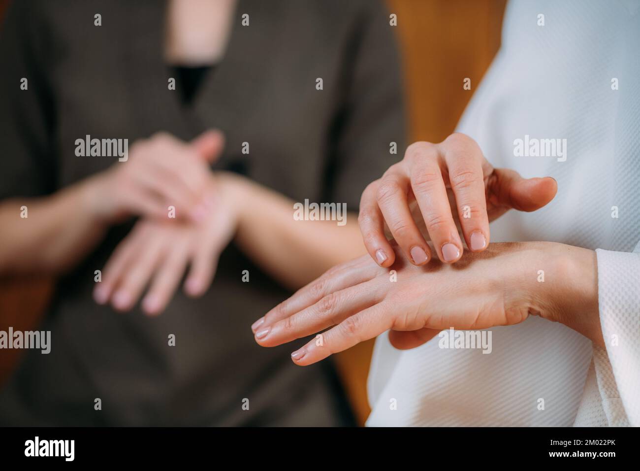 Emotional freedom tapping (EFT) technique. Stock Photo