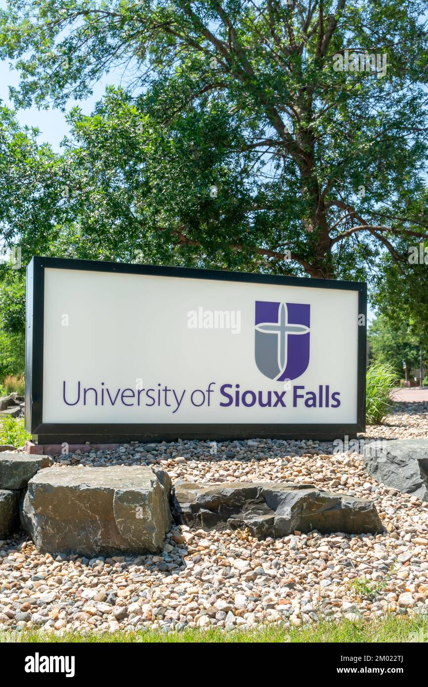 SIOUX FALLS, SD, USA JULY 10, 2022 Entrance sign to the campus of