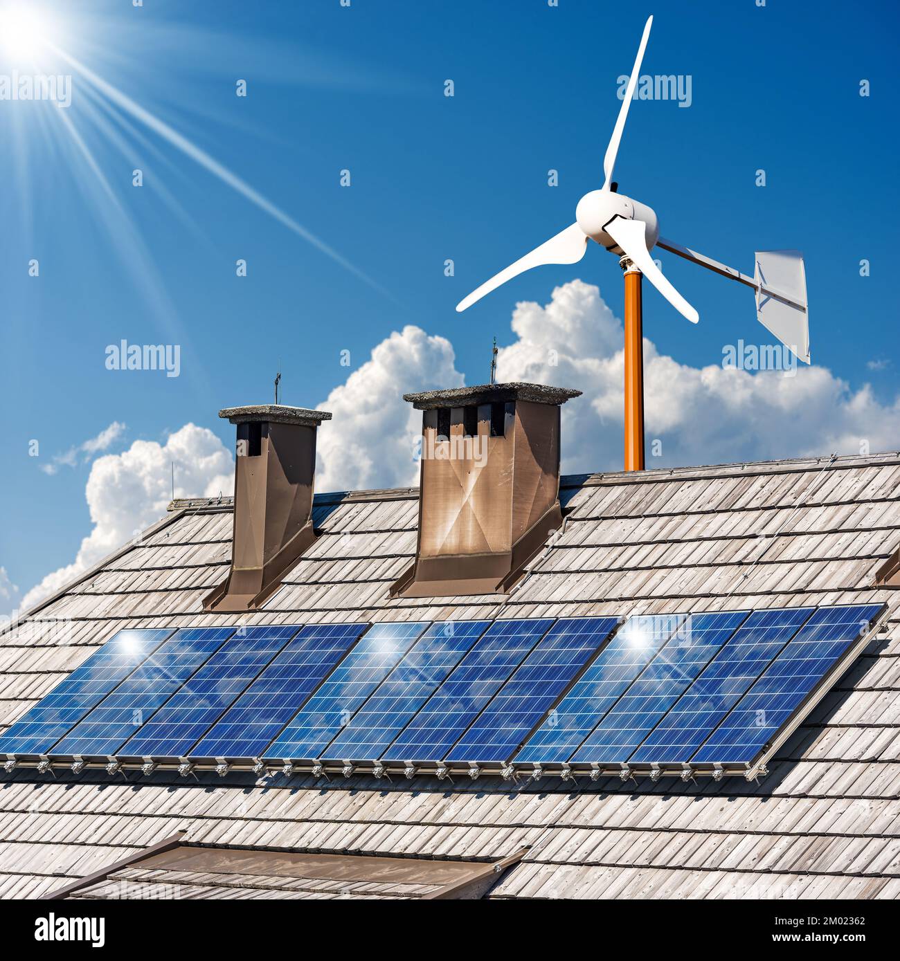 Small wind turbine on roof hires stock photography and images Alamy