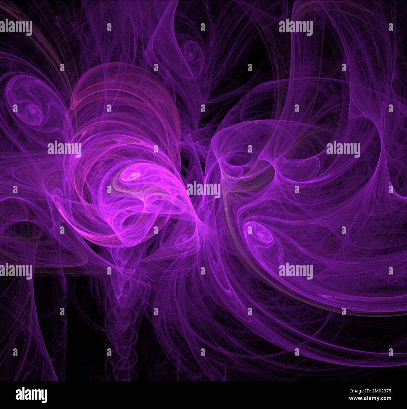 bright abstract background of glowing weaves of purple lines on a dark ...