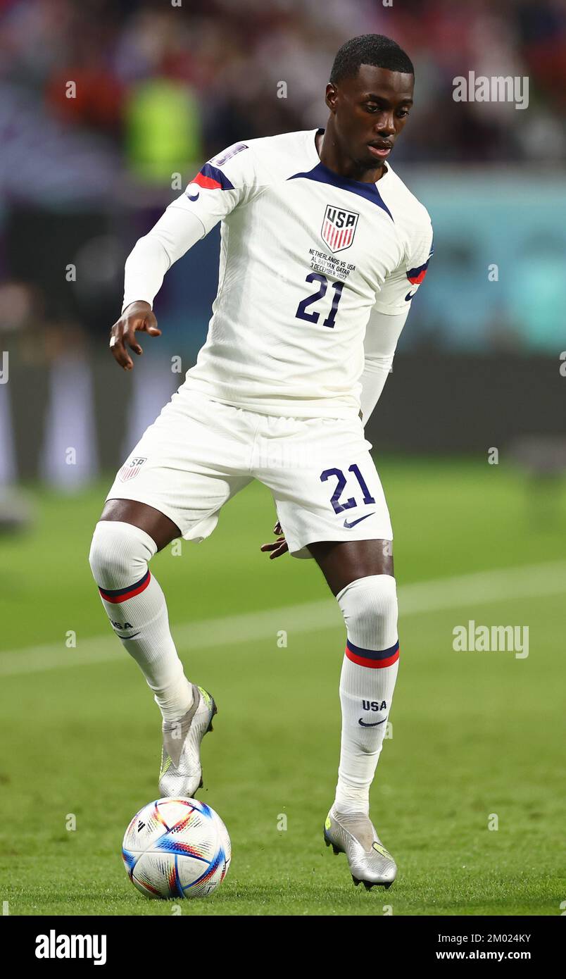 Tim Reed Fifa Doha, Qatar, 3rd December 2022. Timothy Weah of USA during the FIFA ...