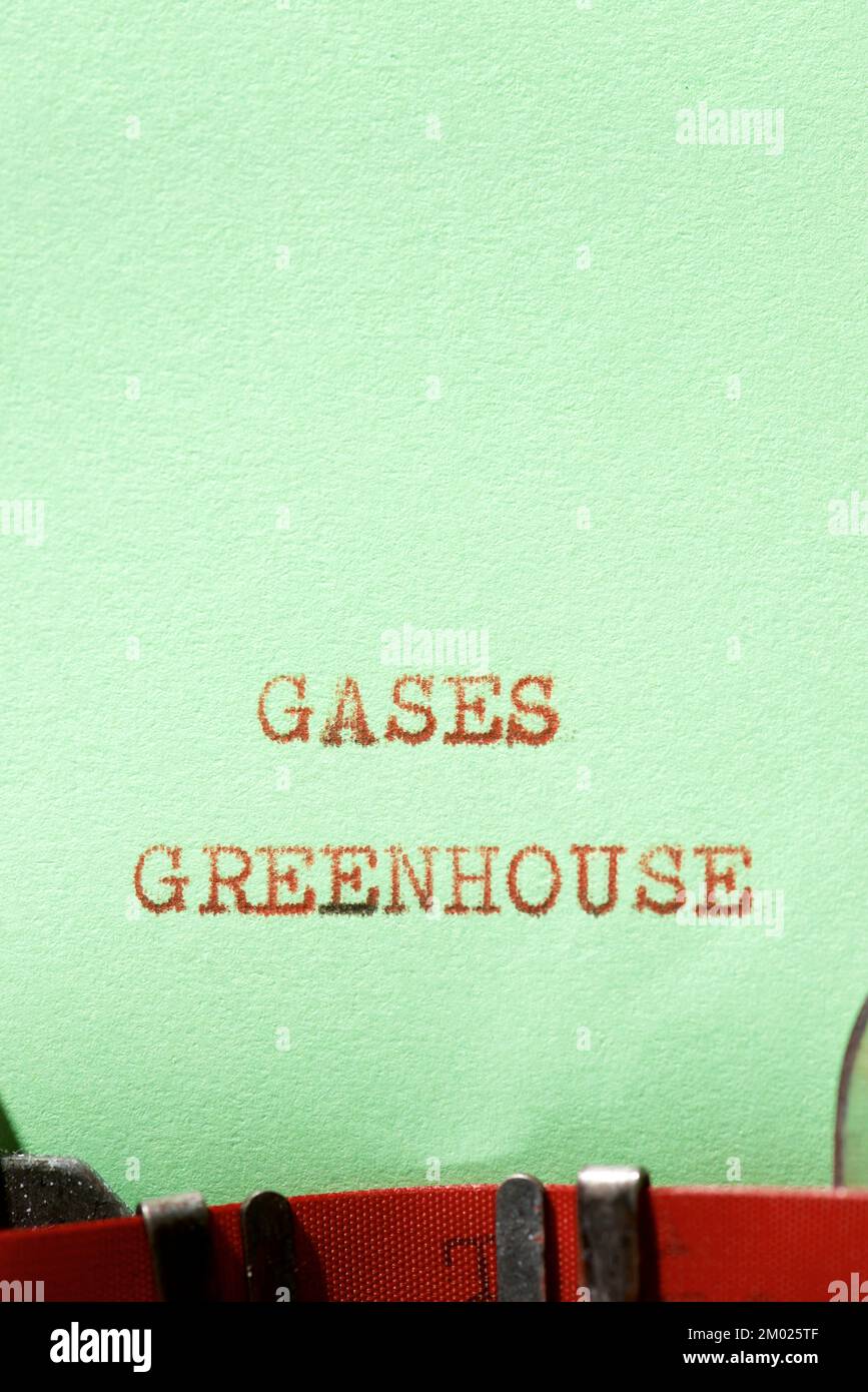 Gases greenhouse phrase written with a typewriter. Stock Photo