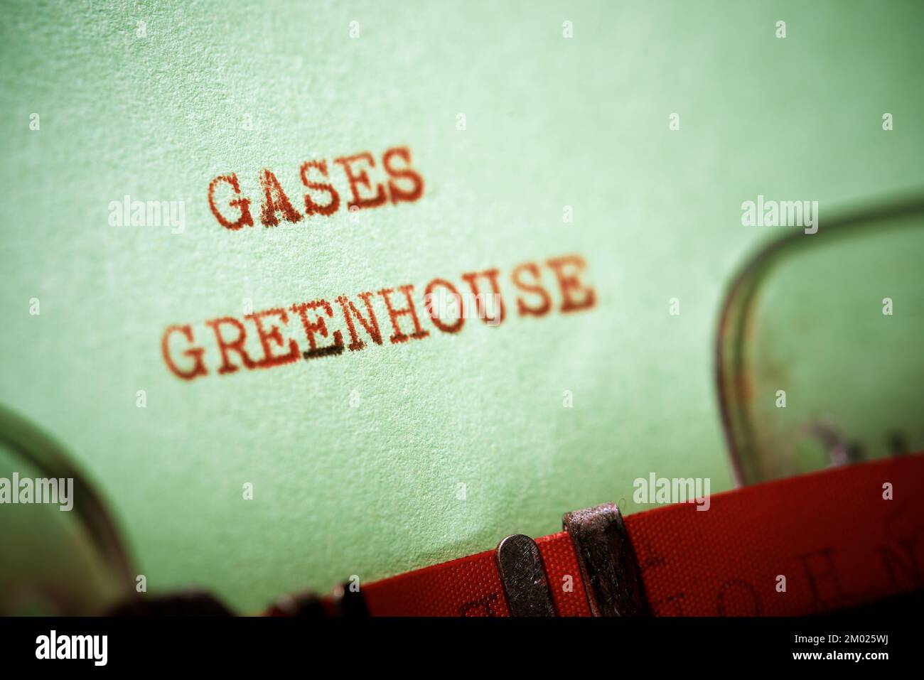Gases greenhouse phrase written with a typewriter. Stock Photo