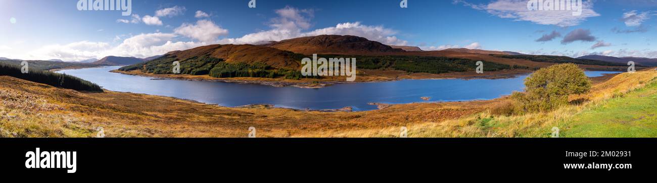 Panoramic view of Loch Loyne in the highlands of Scotland Stock Photo