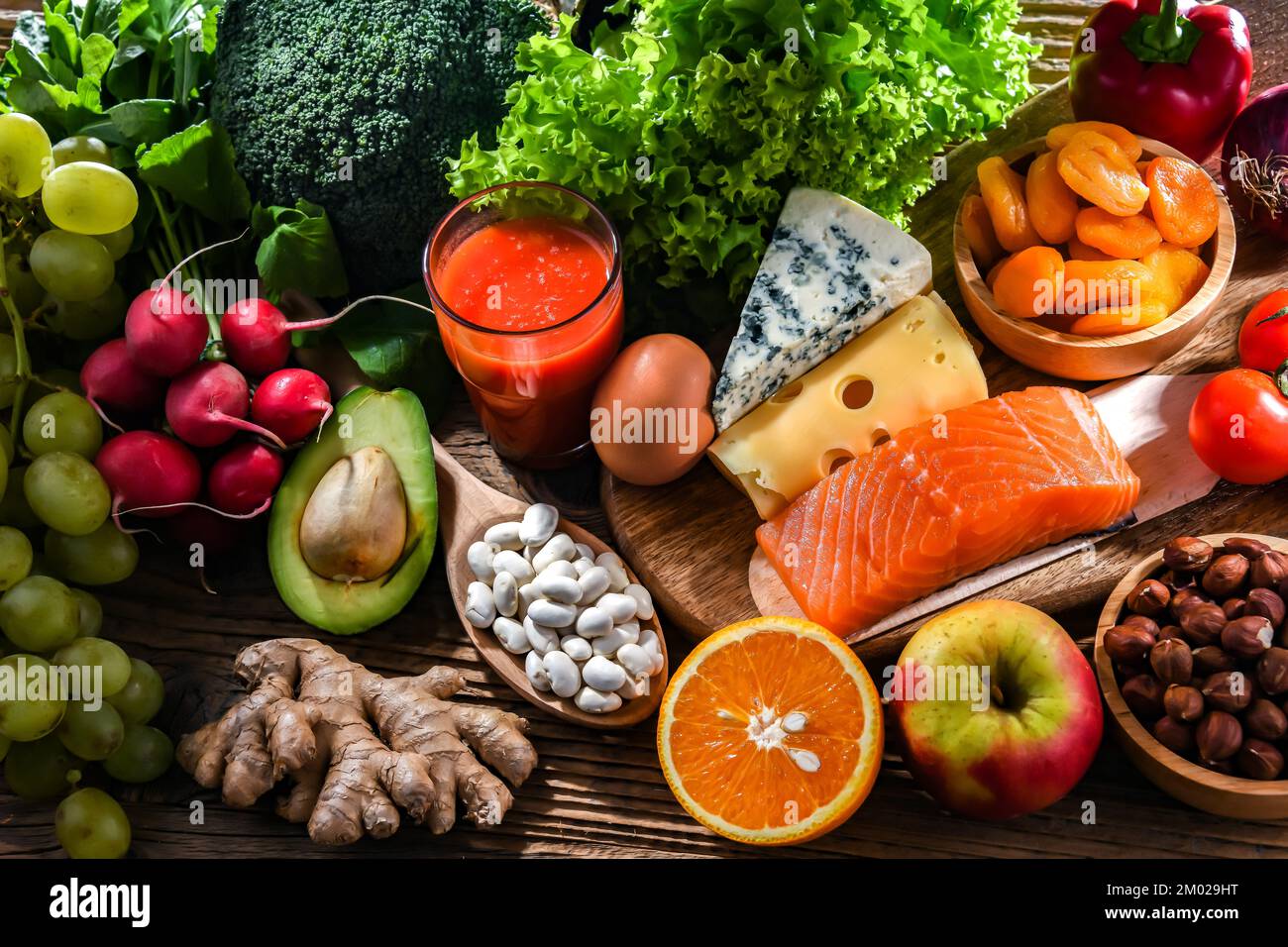 Food products representing the nutritarian diet which may improve overall health status Stock