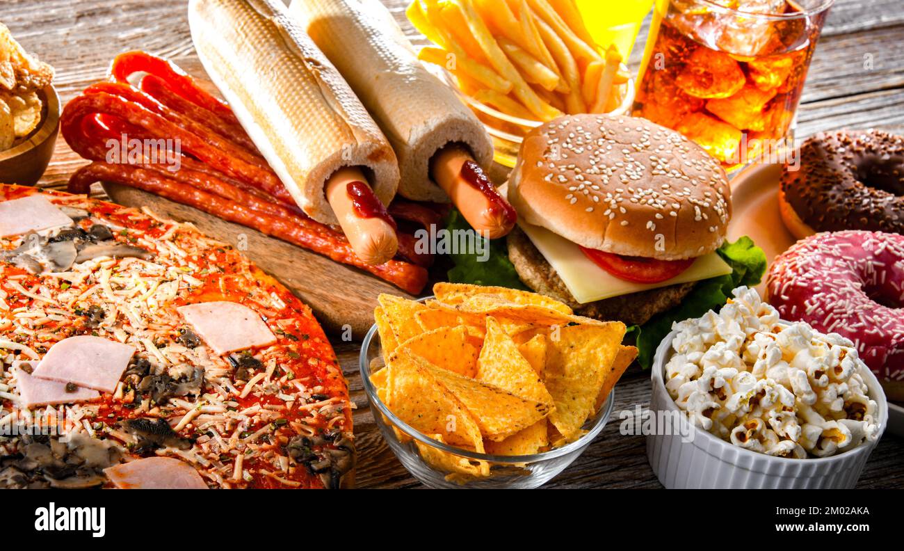 Foods enhancing the risk of cancer. Junk food Stock Photo Alamy
