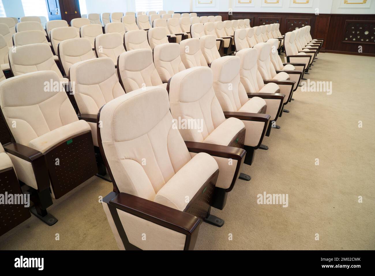 white leather chairs in the auditorium, conference room Stock Photo - Alamy