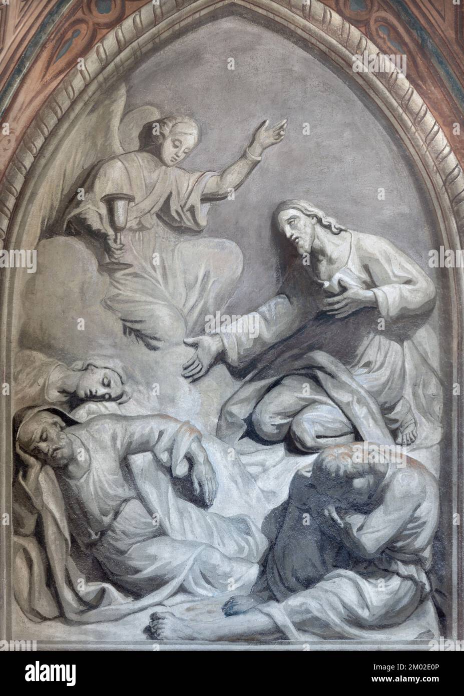 BIELLA, ITALY - JULY 15, 2022: The fresco of Prayer of jesus in Gethsemane garde in Cathedral - Duomo by Giovannino Galliari (1784). Stock Photo