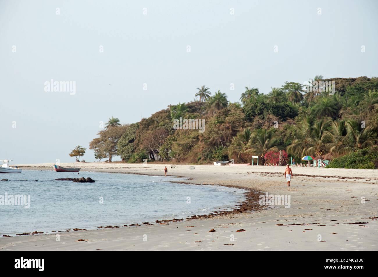 Long deserted beach, Island of Joao Viera, Guinea Bissau Stock Photo