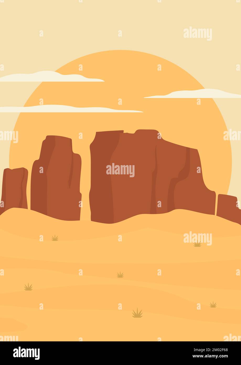 Aesthetic Arizona desert landscape poster with texture Stock Vector