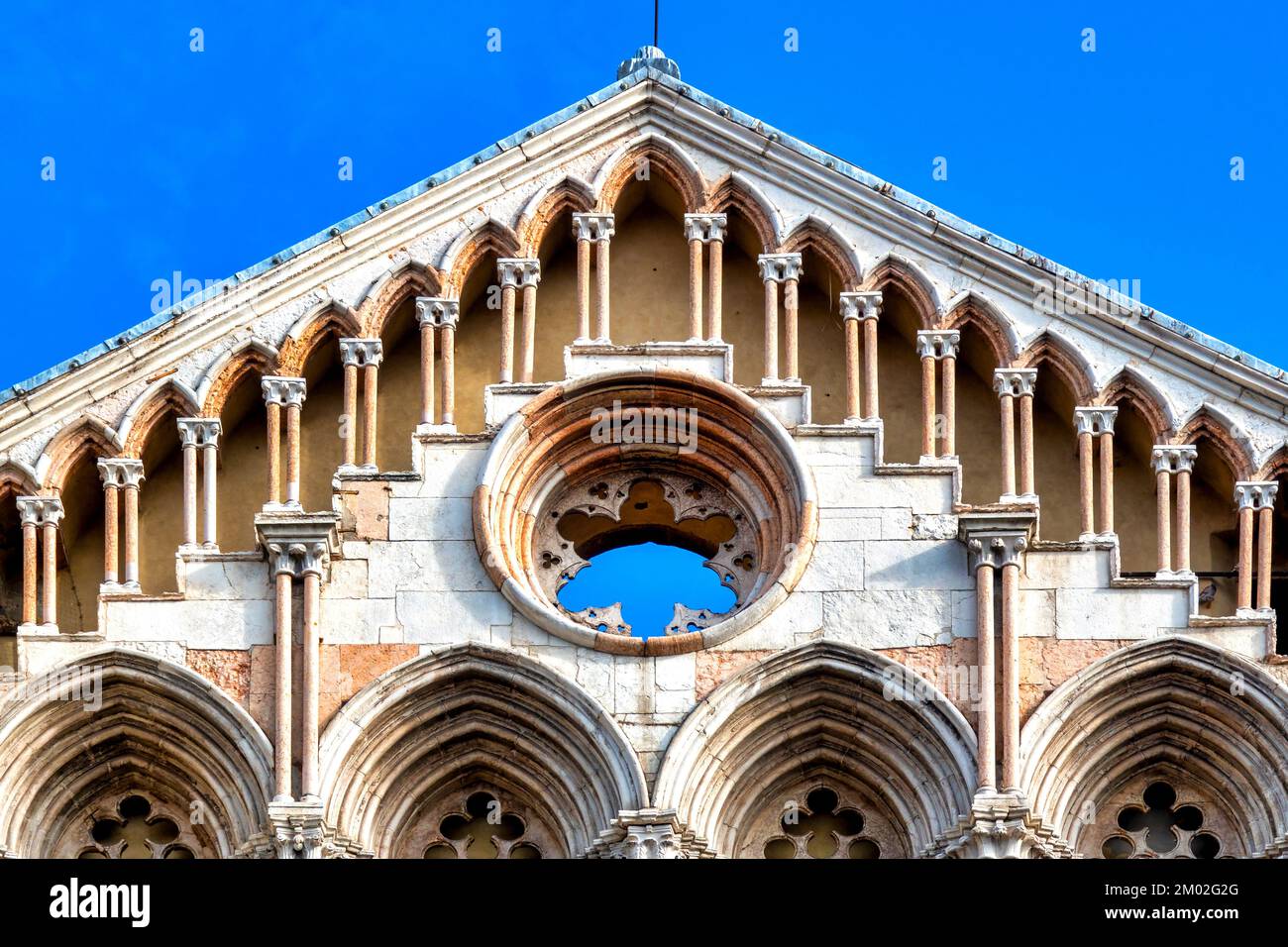 Pediment of the Cathedral, Ferrara Italy Stock Photo