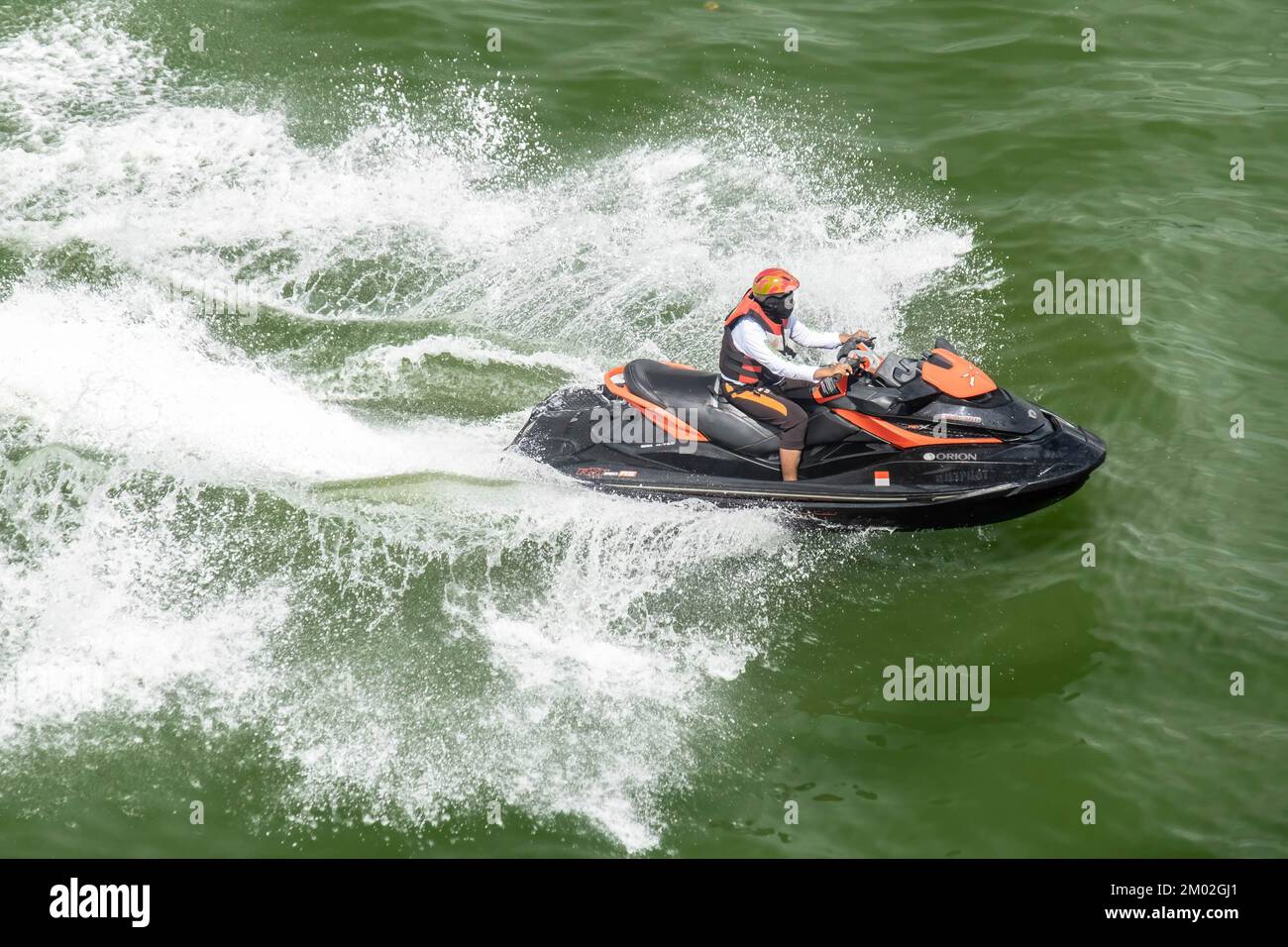 Kendari, Indonesia. 3rd Dec, 2022. A jet sky seen maneuvering over ...