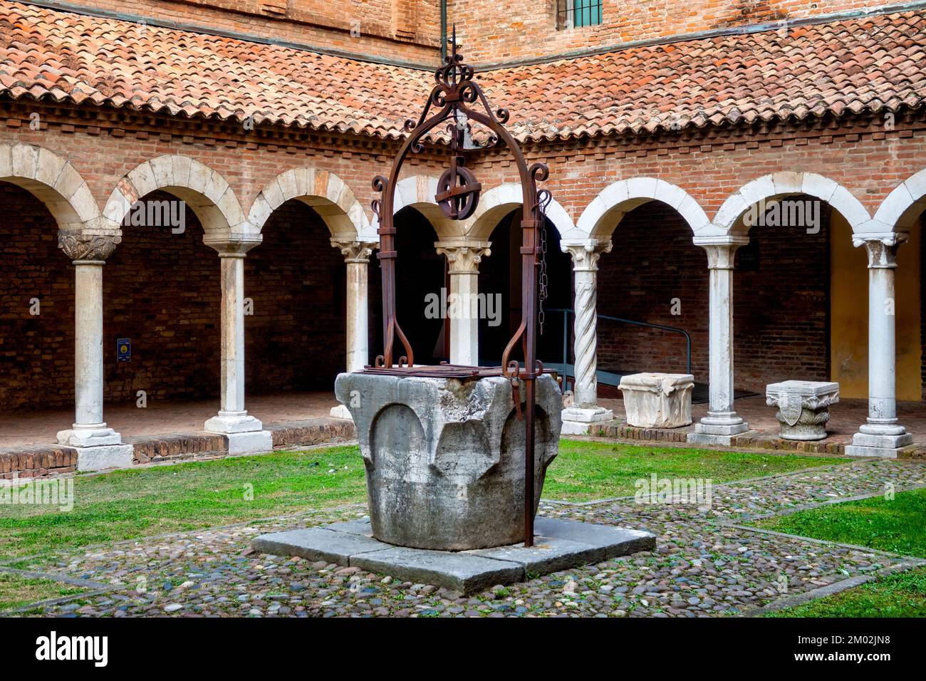 Cloister of the former church of San Romano now Museum of the Cathedral, Ferrara, Italy Stock Photo