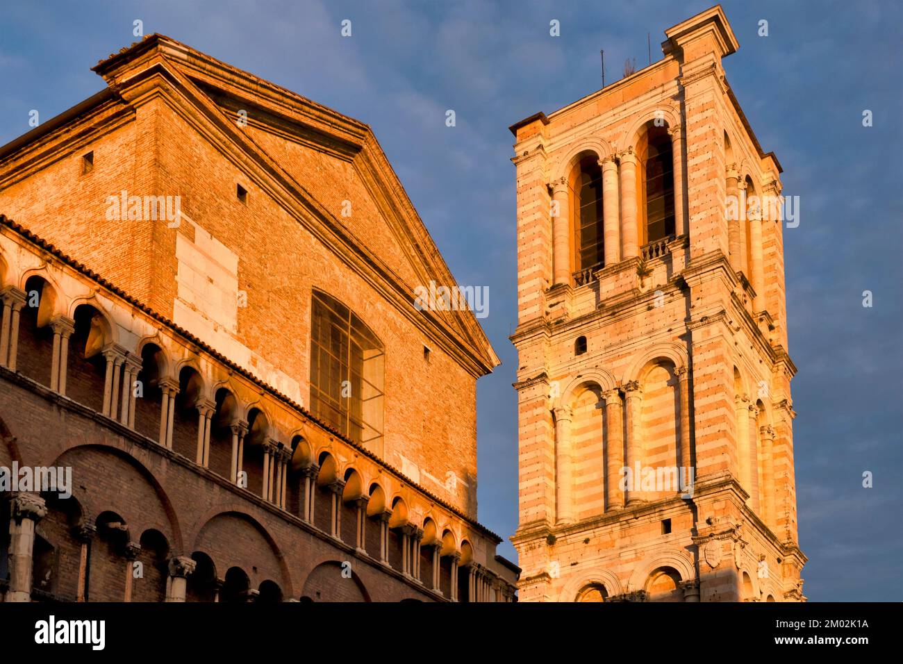 South side and bell tower of the Cathedral,Ferrara, Italy Stock Photo