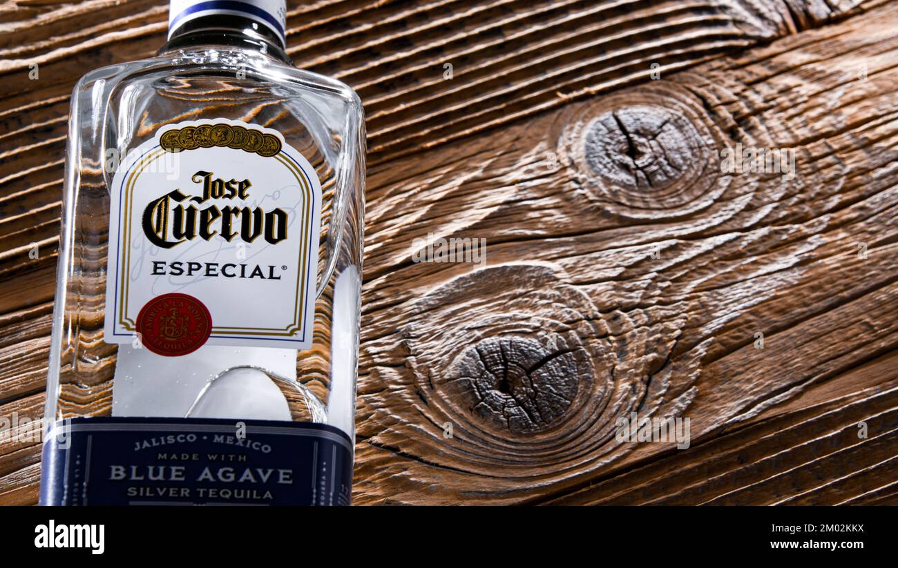 POZNAN, POL APR 13, 2022 Bottle of Jose Cuervo, a brand of the best