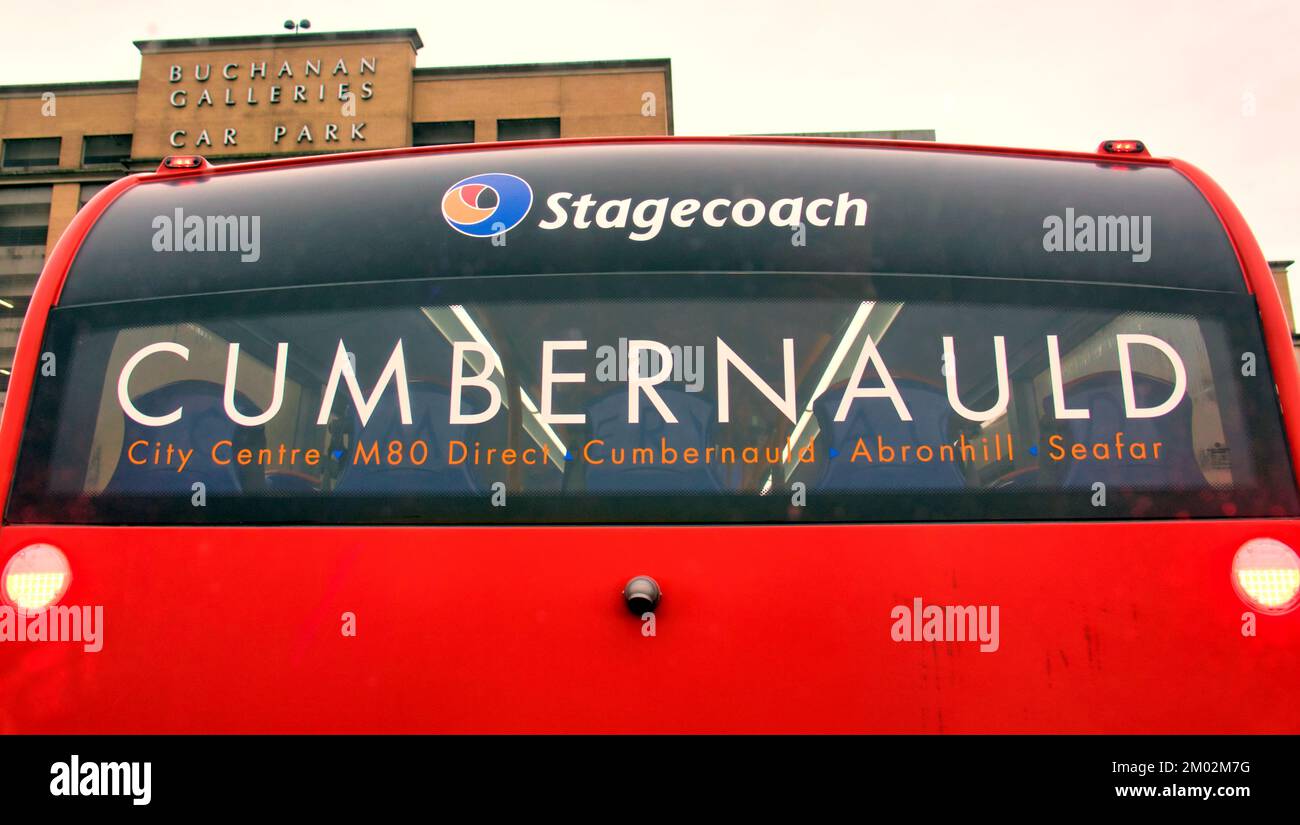 stage coach bus cumbernauld sign in front of john lewis store Stock Photo