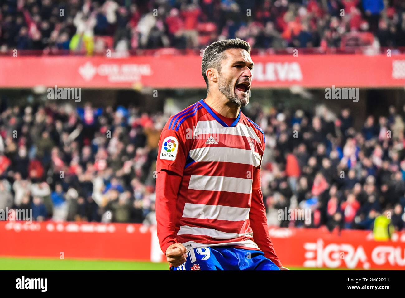 December 2, 2022: GRANADA, SPAIN - DECEMBER 2: Jorge Molina of Granada CF celebration after make his first goal of the match between Granada CF and Deportivo Alaves of La Liga Smartbank on December 2, 2022 at Nuevo Los Carmenes in Granada, Spain. (Credit Image: © Samuel CarreÃ±O/PX Imagens via ZUMA Press Wire) Stock Photo