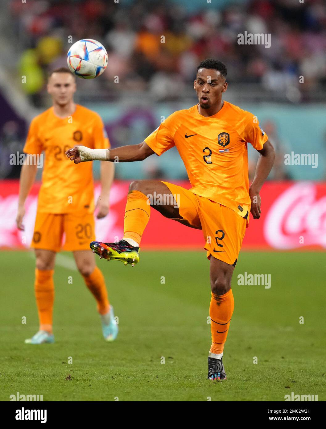 Memphis Depay da Holanda, comemora o seu gol durante a partida entre  Holanda e Estados Unidos, pelas oitavas de final da Copa do Mundo FIFA Qatar  2022, Estádio Internacional Khalifa neste sábado