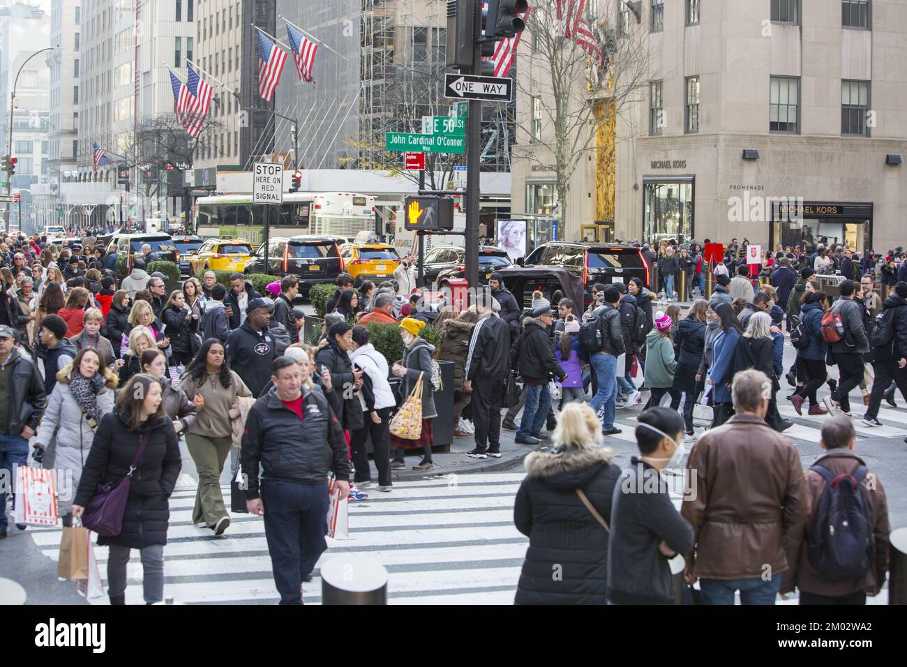 Black Friday crowds on 5th Avenue and 50th Street at Rockefeller Center
