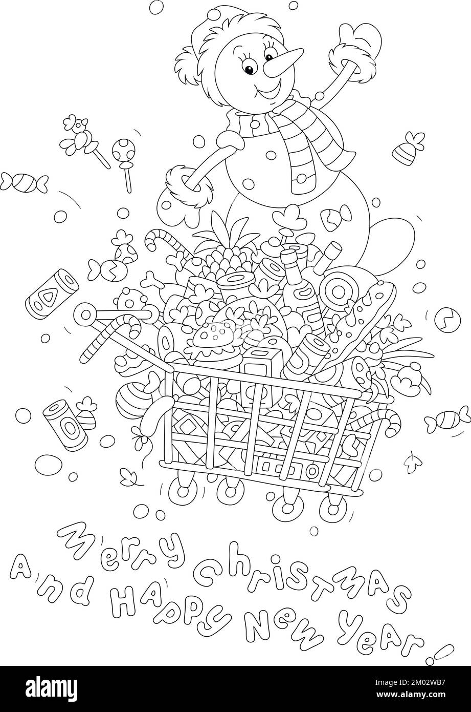 Merry Christmas and happy New Year greeting card with a funny toy