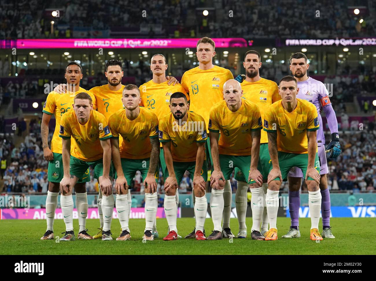 Australia pose for a team photo prior to the FIFA World Cup round of 16