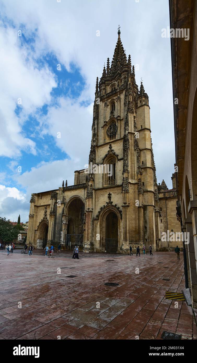 Oviedo, Spain December 3, 2022 Oviedo Cathedral in the Plaza Alfonso