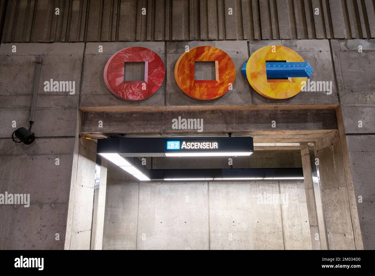 Updated version of circles at Villa-Maria Metro Station in Montreal, Quebec, Canada Stock Photo