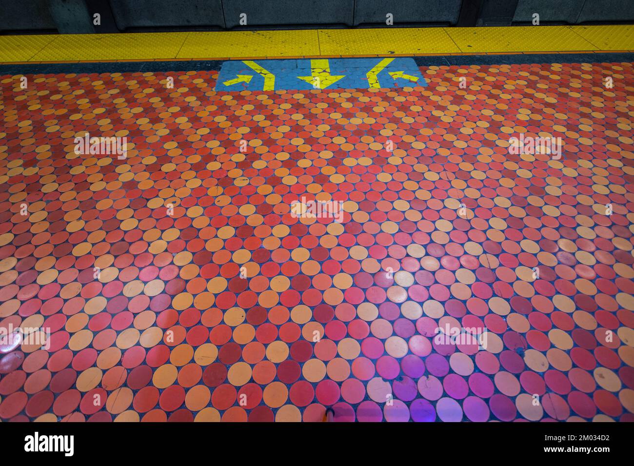 Polka dot floor at Villa-Maria Metro Station in Montreal, Quebec, Canada Stock Photo