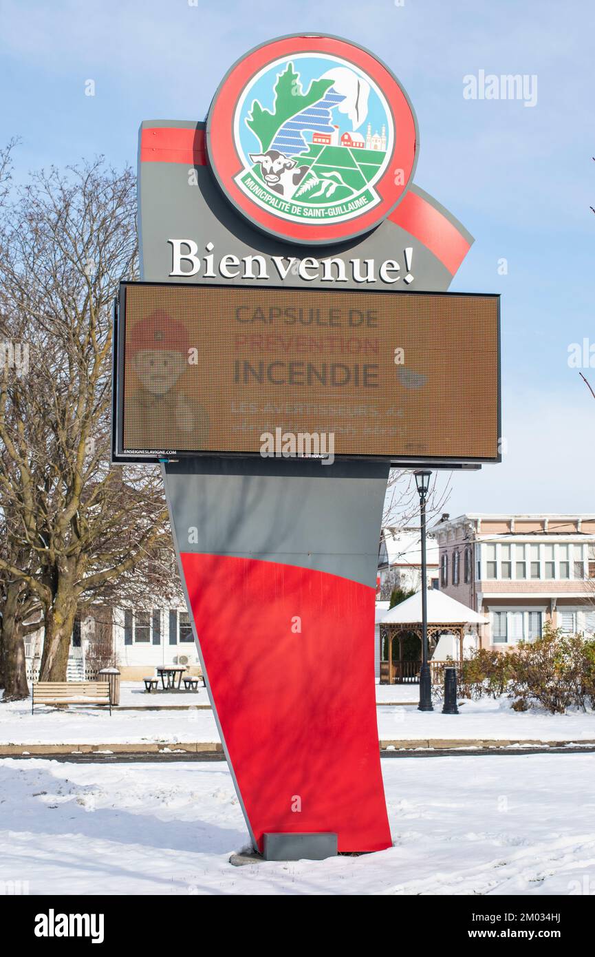 to SaintGuillaume sign in SaintGuillaume, Quebec, Canada
