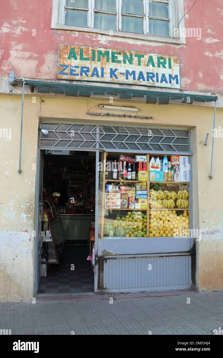 Food shop in Asmara Stock Photo