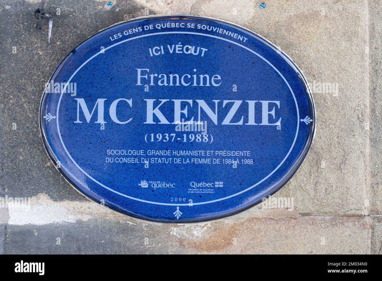 Francine McKenzie plaque in Quebec City, Quebec, Canada Stock Photo