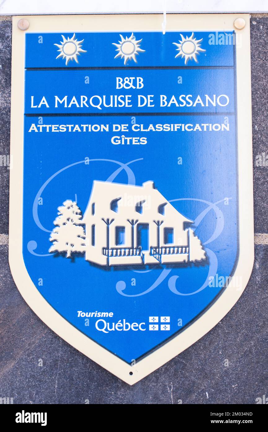 La Marquise de Bassano B&B sign in Quebec City, Quebec, Canada Stock Photo