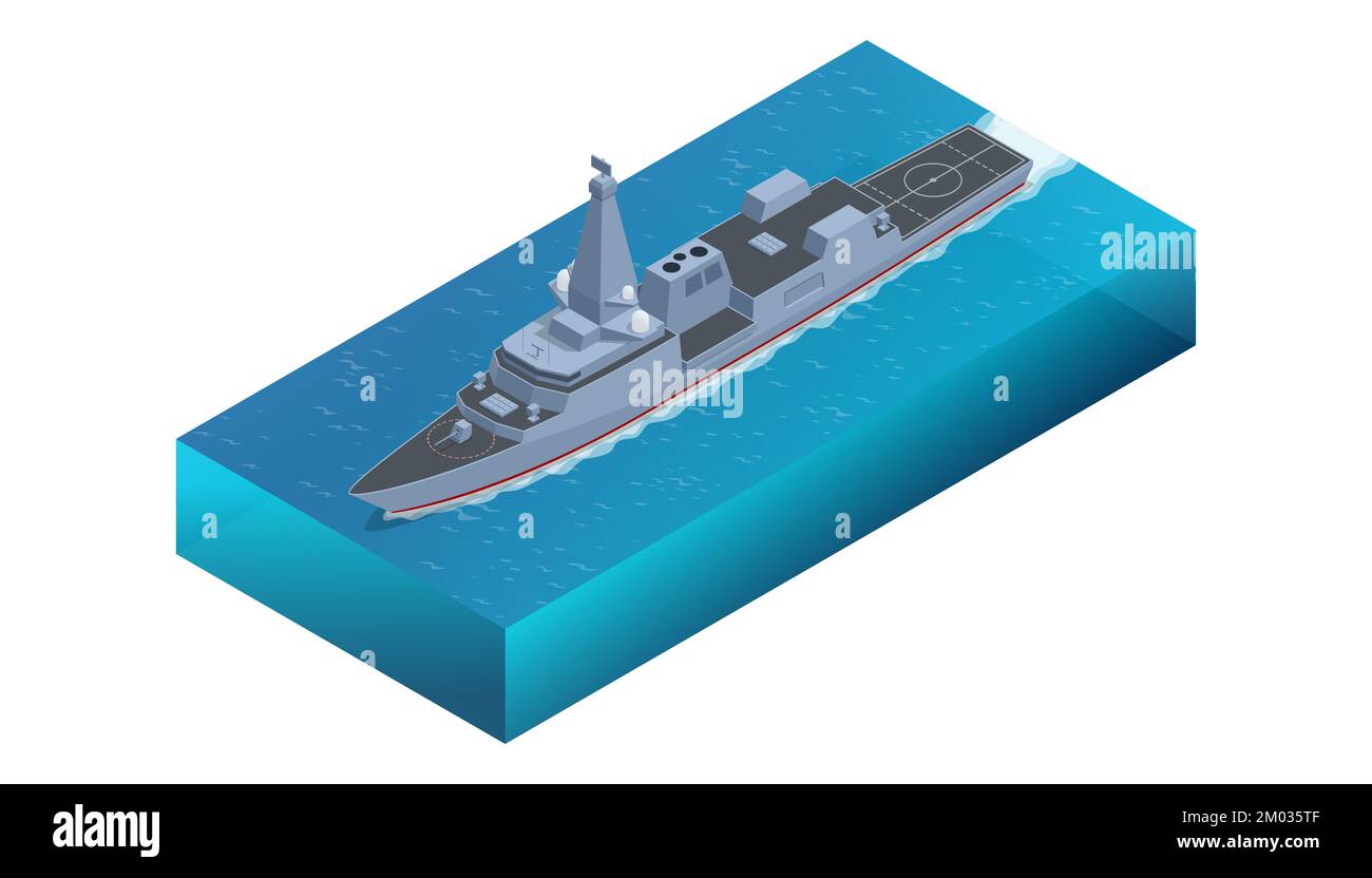 Isometric Type 26 frigate, Naval Ship, frigate for the United Kingdom's Royal Navy, with variants also being built for the Australian and Canadian Stock Photo