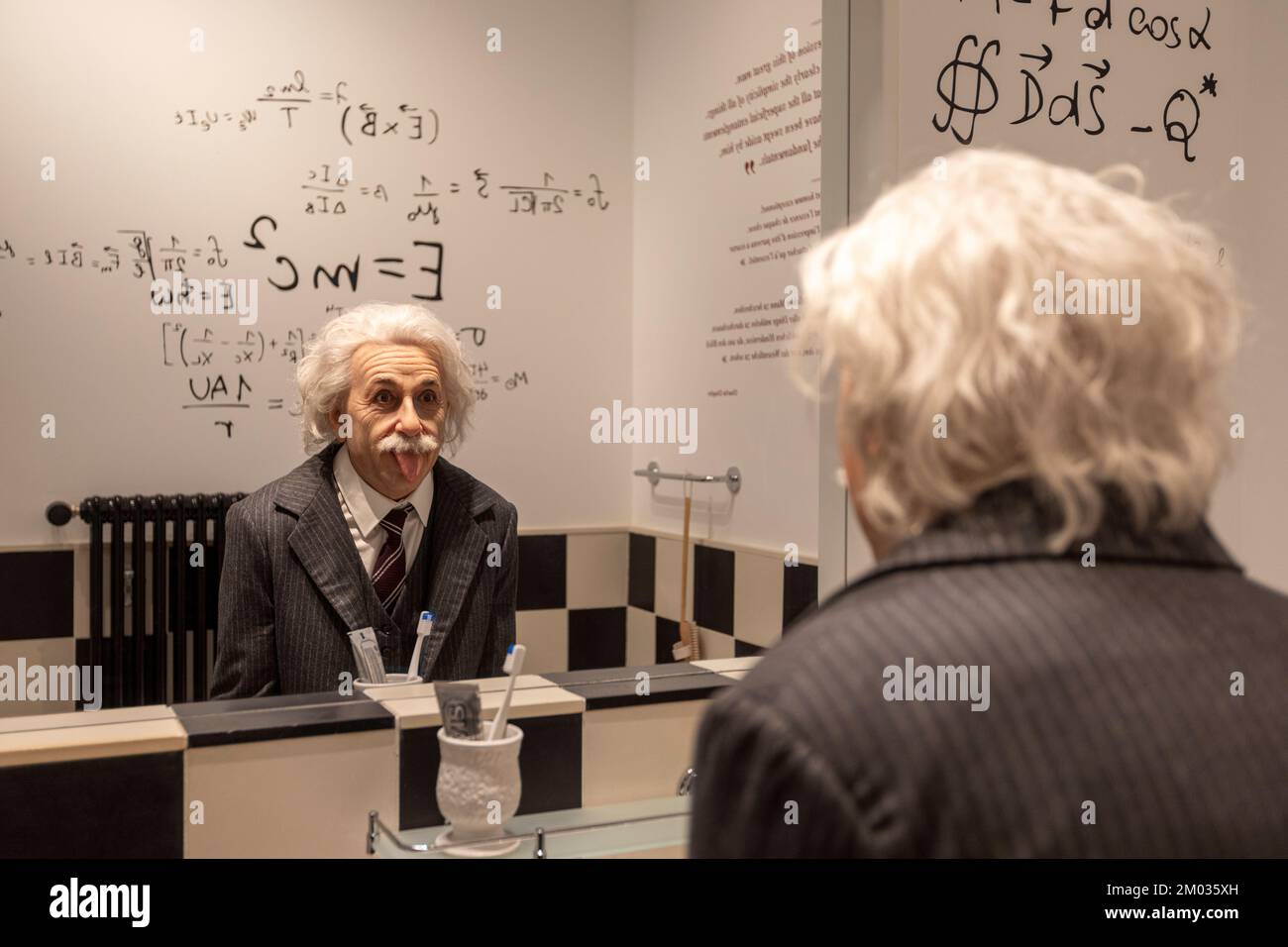 Albert Einstein, statue, Charlie Chaplin museum, Charlie Chaplin's former home in Chaplin's World museum in Vevey, Switzerland. (CTK Photo/Marketa Hof Stock Photo