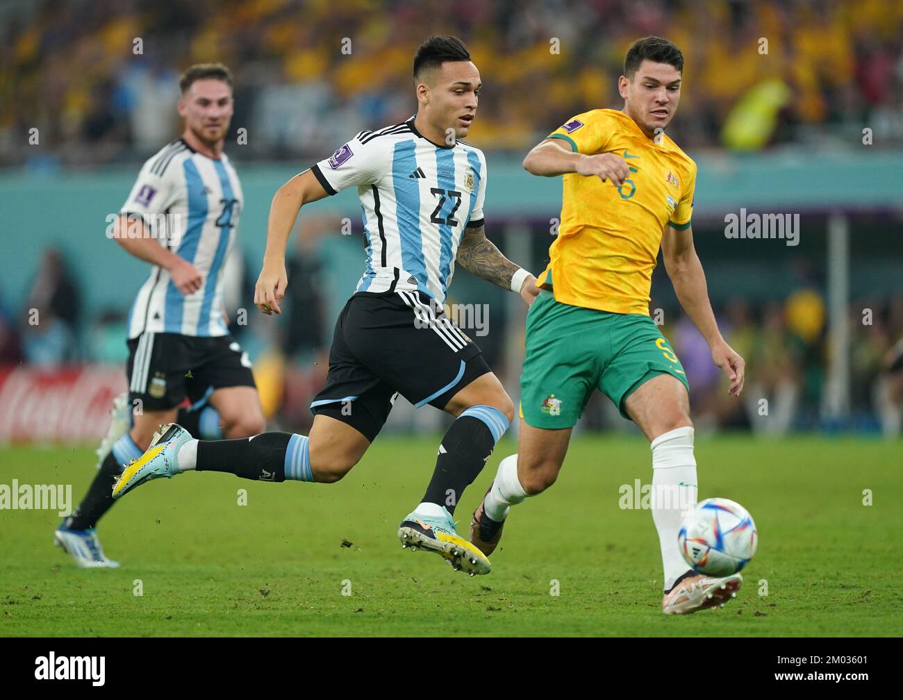 Argentina s Lautaro Martinez left And Australia s Fran Karacic Battle argentina-s-lautaro-martinez-left-and-australia-s-fran-karacic-battle