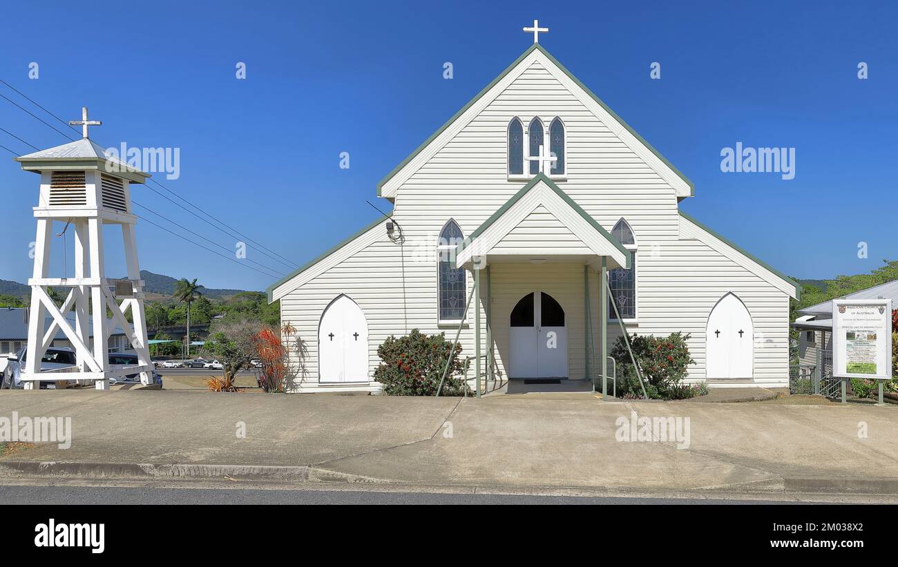308 Facade and belfry of the AD 1929 built St.Alban's Anglican Church on Rankin Street. Innisfail-Australia. Stock Photo