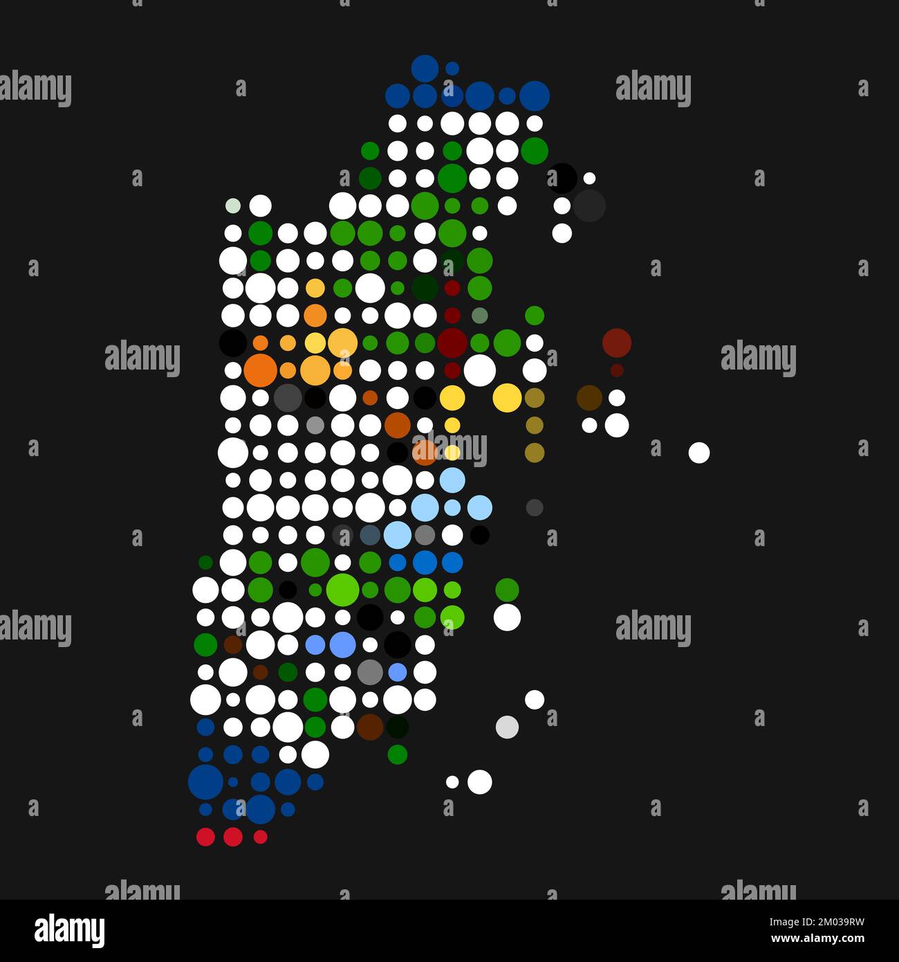 Belize Map Silhouette Pixelated generative pattern illustration Stock ...