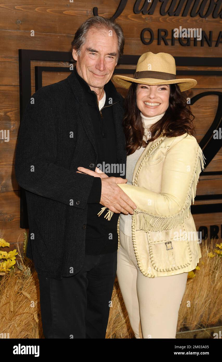 LOS ANGELES, CALIFORNIA - DECEMBER 02: (L-R) Timothy Dalton and Fran Drescher attend the Los Angeles Premiere Of Paramount+'s '1923' at Hollywood Amer Stock Photo
