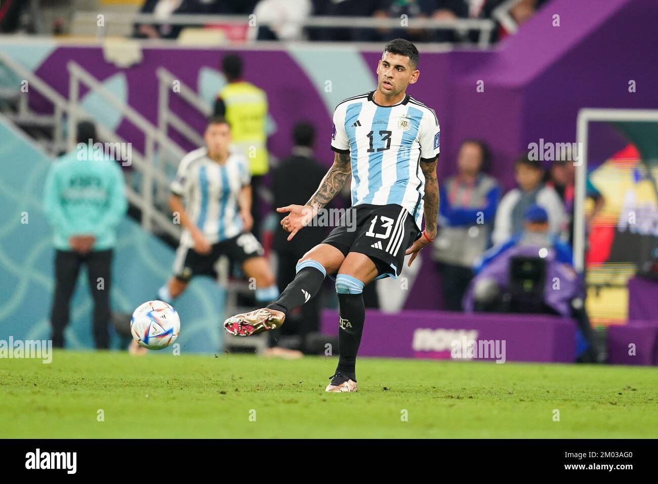 AL RAYYAN, QATAR - DECEMBER 3: Player of Argentina Cristian Romero during the FIFA World Cup Qatar 2022 Round of 16 match between Argentina and Australia at Ahmad bin Ali Stadium on December 3, 2022 in Al Rayyan, Qatar. (Photo by Florencia Tan Jun/PxImages) Credit: Px Images/Alamy Live News Stock Photo