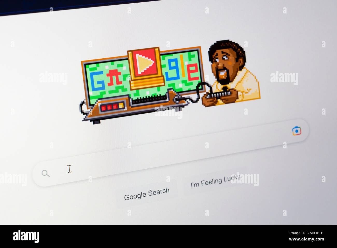 A Google Doodle on December 1st 2022 celebrating black video game pioneer and game cartridge inventor Jerry Lawson Stock Photo