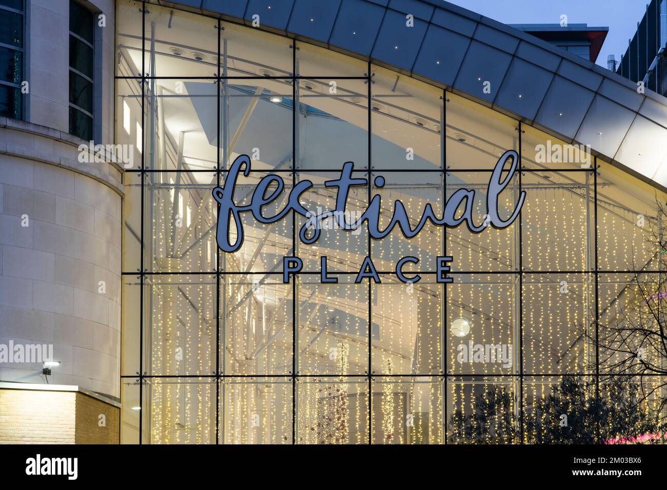Christmas celebrations in Festival Place shopping centre with an